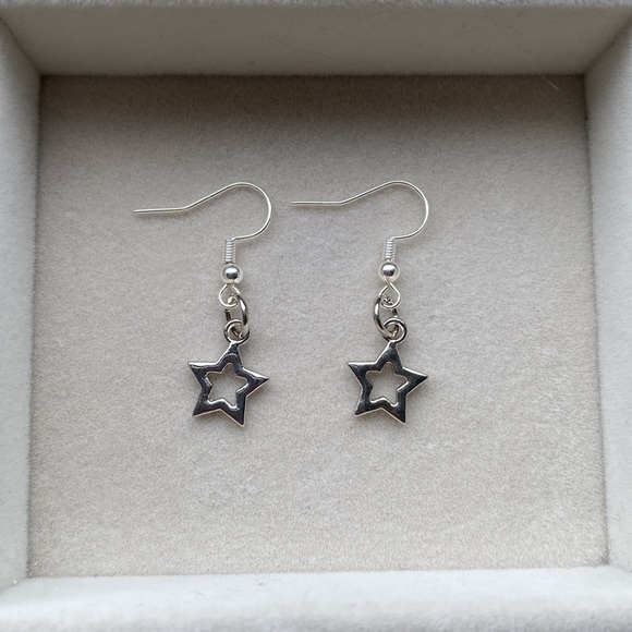 Handmade Silver Star Earrings - Picture 9 of 13